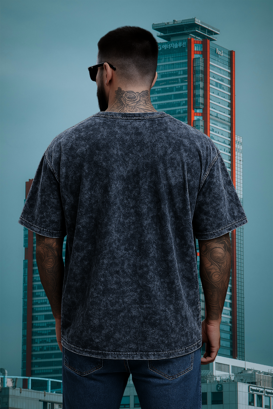 Unisex Acid Washed Oversized T-Shirt (Black)